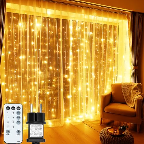 MAGGIFT Lichtervorhang Innen Außen 3×3m 450 LED Lichterkette Fenster mit Stecker/Fernbedienung/8 Modi/Timer/Dimmbar, Wasserdicht Lichterketten Vorhang für Outdoor Party Weihnachten Wand Deko, Warmweiß MAGGIFT Lichtervorhang Innen Außen 3×3m 450 LED Lichterkette Fenster mit Stecker/Fernbedienung/8 Modi/Timer/Dimmbar, Wasserdicht Lichterketten Vorhang für Outdoor Party Weihnachten Wand Deko, Warmweiß von MAGGIFT
