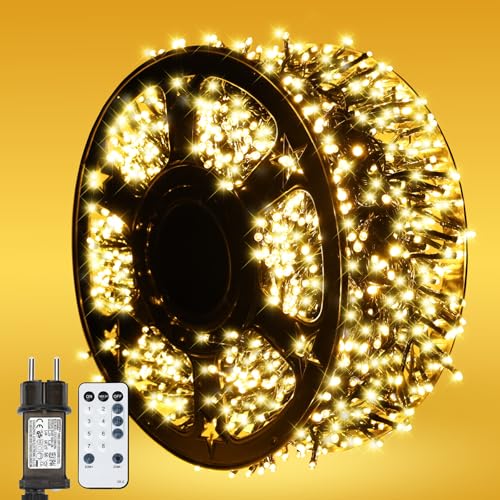 MAGGIFT Weihnachtsbaum Lichterkette, 40m 2000 LED Lang Cluster Lichterkette Warmweiß mit Stecker/Fernbedienung/8 Modi/Timer/Dimmbar, Aussen Wasserdicht Lichterketten für Innen Außen Weihnachten Deko von MAGGIFT