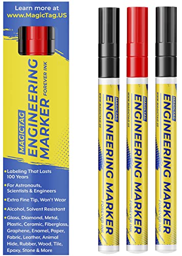 MAGIC TAG Alkoholbeständige Marker, feine Spitze, entworfen für Industrie, Labor und Krankenhaus, 3 pro Packung: 1 rot und 2 schwarz MAGIC TAG Alkoholbeständige Marker, feine Spitze, entworfen für Industrie, Labor und Krankenhaus, 3 pro Packung: 1 rot und 2 schwarz von MAGIC TAG