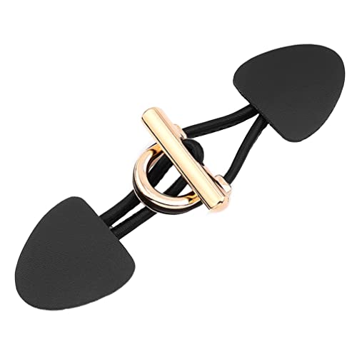 1 Paar PU- Leder Snap- Kippschütter- Tasten mit Gold Metallschnalle- Clip Cape- Mantelschlussverschluss Befestigungen Strickjacke- Clips für DIY- Handwerksmantel Jacke Duffle Supplies von MAGICLULU
