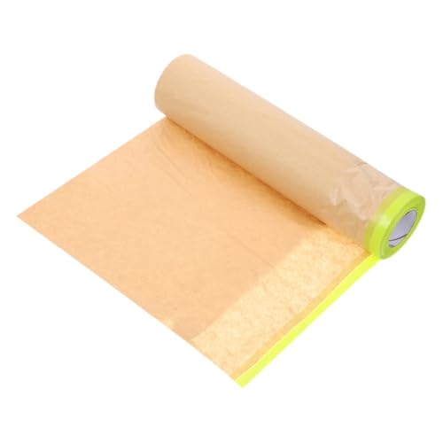 MAGICLULU 1 Rolle Abdeckpapier Abdeckband Zum Lackieren Auto Klebeband Bodenschutzpapier Fingermalpapier Zeichenband Farbband Für Wände Bodenschutz Lackieren Lackschutzfilm Khaki Kraftpapier von MAGICLULU