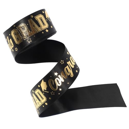 MAGICLULU 1 Rolle Diy Abschlussgeschenkverpackungsband Schwarzes Polyesterband mit Golddruck Yards und Breit für Schleifen Partydeko und Geschenkverpackungen MAGICLULU 1 Rolle Diy Abschlussgeschenkverpackungsband Schwarzes Polyesterband mit Golddruck Yards und Breit für Schleifen Partydeko und Geschenkverpackungen von MAGICLULU