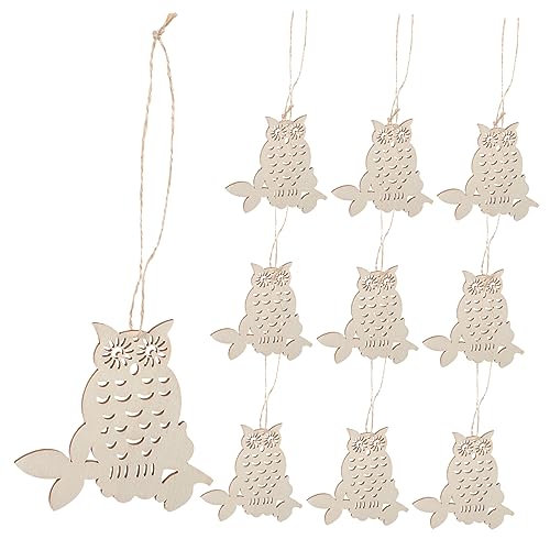 MAGICLULU 1 Satz Diy Holzscheiben mit Eulen Design für Halloween Naturfarbe mit Jutefaden für Kreative Bastelprojekte und Dekorationen von MAGICLULU