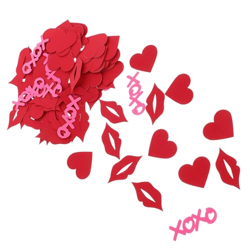 MAGICLULU 1 Satz Festliches Rotes Herzförmiges Liebes-Valentins-Konfetti Rotes Lippen-Liebes-Konfetti Für Die Valentinstag-Hochzeitsfeier-Dekoration von MAGICLULU