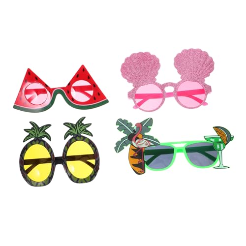 MAGICLULU 1 Satz Hawaiian Partybrille Lustige Sonnenbrillen Für Strand Und Themenpartys Tropisches Design Mit Ananas Kokosnuss Wassermelone Und Glitzer Für Erwachsene Und 4 Stück MAGICLULU 1 Satz Hawaiian Partybrille Lustige Sonnenbrillen Für Strand Und Themenpartys Tropisches Design Mit Ananas Kokosnuss Wassermelone Und Glitzer Für Erwachsene Und 4 Stück von MAGICLULU
