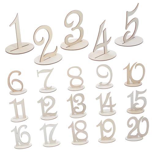 MAGICLULU 1 Satz Holzschild digitaler Sitz Zahlen Tischnummernschilder begrüßen Hochzeitstischnummern Name Holz Tischnummern Tisch Nummer Tabellennummer steht hölzern Beige von MAGICLULU