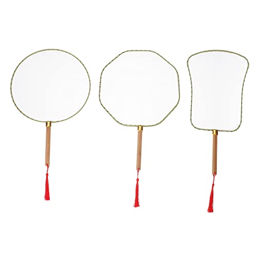 MAGICLULU 1 Satz Leerer Runder Lüfter Leere Hand Papierhand Fans Handfächer Rosa Handwerk Für Malfächer Für Heimwerker Fan-handwerk Malen Fan Hölzern Zufällige Farbe 3 Stück von MAGICLULU