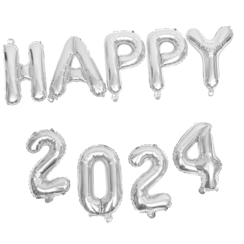 MAGICLULU 16-zoll-silber-set Happy 2024 Ballons Regenbogen Dekorative Aluminiumfolie von MAGICLULU