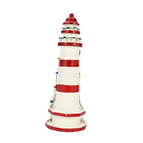 MAGICLULU 1 Stück Leuchtturmmodell Im Mediterranen Stil Schmuck Leuchtturm-Ornament Für Die Inneneinrichtung Rotes Holzdekor Am Meer von MAGICLULU