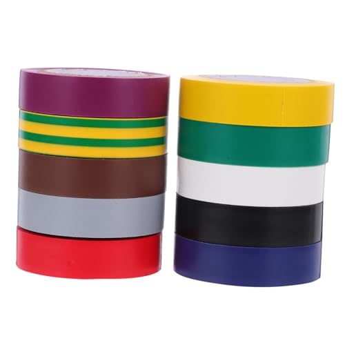 MAGICLULU 10 Rollen Isolierband Verdrahtungsband Hochtemperaturband elektrisches Klebeband für den Innenbereich Drahtband elektrisches Band Kabelband umwickeln Isolierbänder PVC von MAGICLULU