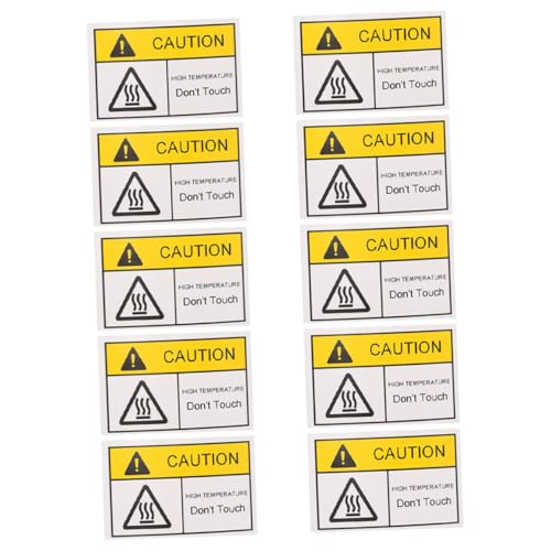 MAGICLULU 10 Stück „Vorsicht Heiß“ Aufkleber „Nicht Berühren“ Kleines Industrielles Warnschild Aufkleber „Vorsicht Heiße Oberfläche“ Etiketten Für Fabrik Und Labormaschinen von MAGICLULU