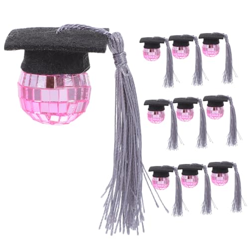 MAGICLULU 10 Stück Abschlusskappe Disco Ball Cupcake -Dekorationen mit Abschlussmotiven kleine Discokugeln Dekoration Mini -Abschlusskappendekoration Abschlusskappe geformte Topper von MAGICLULU