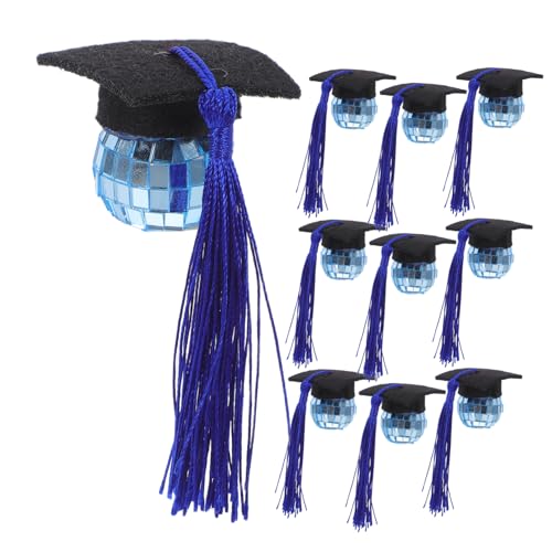 MAGICLULU 10 Stück Cupcake-topper Für Die Abschlussfeier Kleine Discokugeln Dekoration Cupcake -dekorationen Mit Abschlussmotiven Abschlusskappendekorationen Abschlusskuchendekor Acryl Blau von MAGICLULU