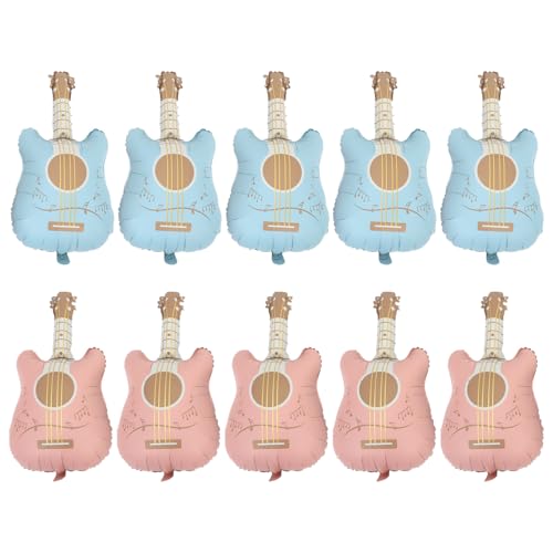 MAGICLULU 10 Stück Matte Luftballons Im Gitarrenstil Musikdekorationen Aus Aluminiumfolie – Trendige Luftballons Als Party Requisiten Für Musikfestivals Und Geburtstagsfeiern von MAGICLULU