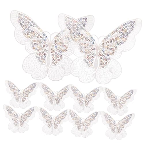 MAGICLULU 10 Stück Teiliges Schmetterling aus Organza Strapazierfähige Vielseitige Aufnäher für Kleidung Mäntel DIY Bastelarbeiten Leichte Fein Gestickte Applikationen für Haaraccessoires von MAGICLULU
