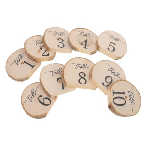 MAGICLULU 10 Stück Tischnummern Aus Rindenholz Für Tafelaufsätze Tischnummern Für Empfänge Rustikale Holznummernschilder Holztischnummernkarten Hochzeitstischnummern Holztischschilder von MAGICLULU