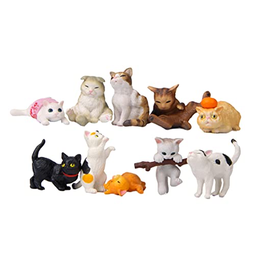 MAGICLULU Katzen Schmuck 10 Stücke Set Kunststoff Katze Figuren Spielzeug Für Desktop Decor MAGICLULU Katzen Schmuck 10 Stücke Set Kunststoff Katze Figuren Spielzeug Für Desktop Decor von MAGICLULU