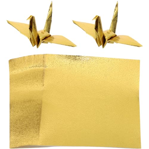 MAGICLULU 100 Blatt Einseitiges Perlmutt-Origami großes Origami-Papier DIY-Kits japanisches Origami-Papier farbiges Papier 8,5 x 11 Origami-Papier in goldener Farbe quadratisches Faltpapier von MAGICLULU