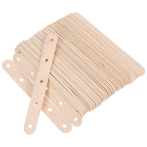 MAGICLULU 100 Stück Eisstäbchen aus Holz mit Löchern, Holzfarbe, große Stieleisstäbe aus Holz, Bastelstäbe für Bastelarbeiten (Naturfarbe) von MAGICLULU