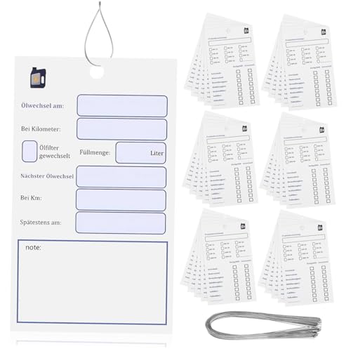 MAGICLULU 100 Stück Ölwechseletiketten Doppelseitige Service Tags zur Dokumentation von Ölwechseln Aufhänge Design für Einfache Handhabung und Übersichtlichkeit für Werkstätten und von MAGICLULU