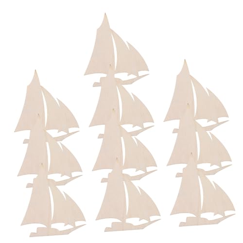 MAGICLULU 10Stücke DIY Holz Segelboot Handwerkliche Nautische Tischdekoration Bastelset für Kreative Projekte und Raumgestaltung von MAGICLULU