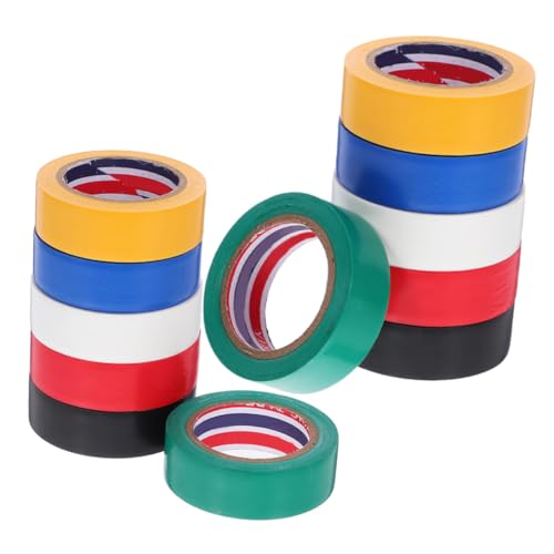 MAGICLULU 12 Rollen Elektro Isolierband Hochtemperaturfähiges PVC Klebeband für Kabelmanagement Fahrzeugverkabelung und Elektrische Geräte Farben Gemischt von MAGICLULU