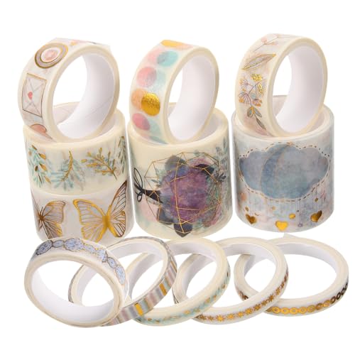 MAGICLULU 12 Rollen Washi-Tape-Aufkleber Glanz verwaschenes Klebeband DIY-Hand Scrapbooking Washi Tape Washi-Tape für Scrapbooking Washi Tape zum Aufzeichnen Washi -Bänder Flüsterpapier von MAGICLULU