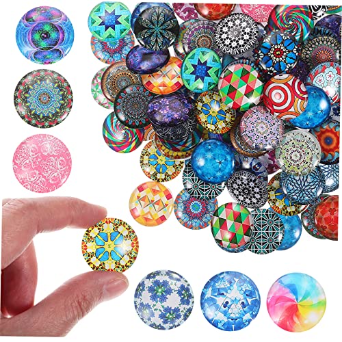 MAGICLULU 120 Stück Runde Glaskabochons Mischfarben DIY Schmuckzubehör für Ohrringe und Schlüsselanhänger nicht Selbstklebend für Kreative Bastelprojekte von MAGICLULU