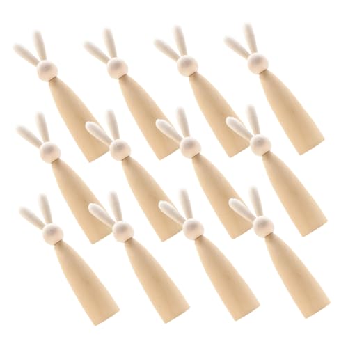 MAGICLULU 12 Stück Blanko-hase-peg-puppen Aus Holz Für Die Heimdekoration Naturholz-bastelset Unvollendete Statue von MAGICLULU