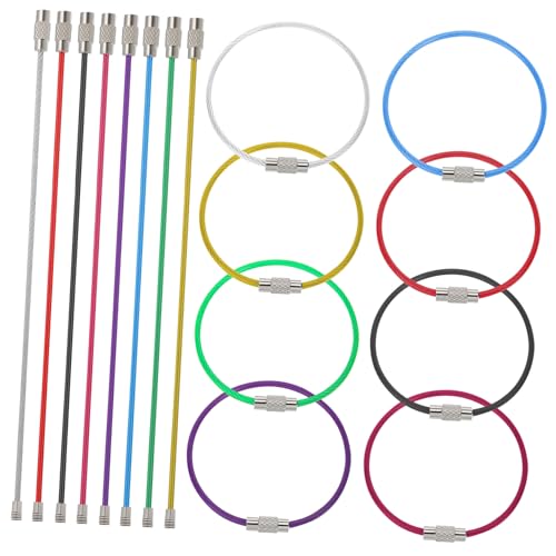MAGICLULU 16 Stück Teiliges Draht Schlüsselring mit Gepäckanhänger Robuste Multifunktionale Kabelschlaufen für Schlüssel Id Tags und Mehr Einfache Installation und Sichere Befestigung von MAGICLULU