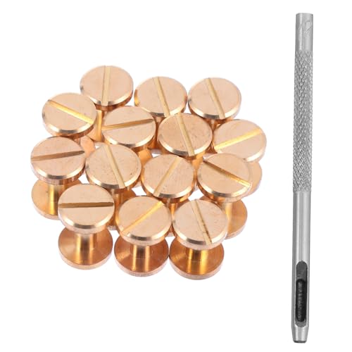 MAGICLULU 16 Stück Teiliges Messing Schraubnieten Set mit Lederlochstanzer Flacher Kopf Robuste Buchschrauben für Gürtel Schuhe Bastelarbeiten und DIY Lederdekoration MAGICLULU 16 Stück Teiliges Messing Schraubnieten Set mit Lederlochstanzer Flacher Kopf Robuste Buchschrauben für Gürtel Schuhe Bastelarbeiten und DIY Lederdekoration von MAGICLULU