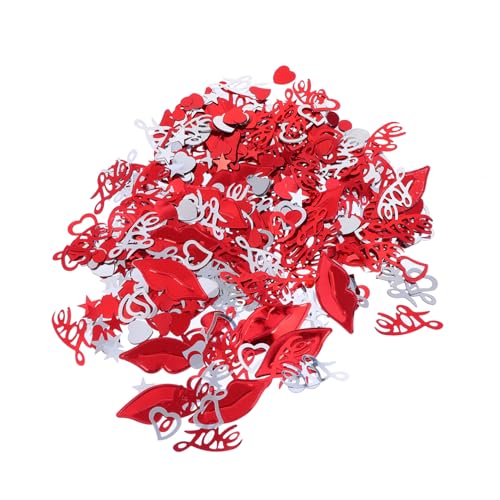 MAGICLULU 1Tasche Beutel mit Handgefertigten Konfetti Verzierungen aus Kunststoff Rote Lippen und Fünfzackige Sterne für Hochzeitsfeiern und Valentinstagsdekorationen MAGICLULU 1Tasche Beutel mit Handgefertigten Konfetti Verzierungen aus Kunststoff Rote Lippen und Fünfzackige Sterne für Hochzeitsfeiern und Valentinstagsdekorationen von MAGICLULU