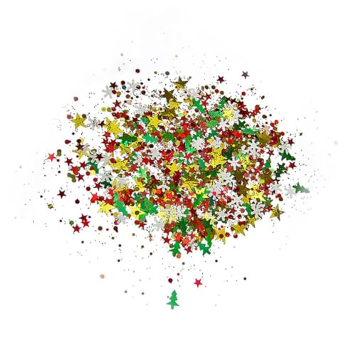 MAGICLULU 2 Packungen Weihnachtsglitzer Pailletten Glänzende Dekorationen für Basteln und Party Bunte Konfetti für Festliche Weihnachtsdeko Glänzend Farbintensiv für DIY und Zufällige Farbe von MAGICLULU