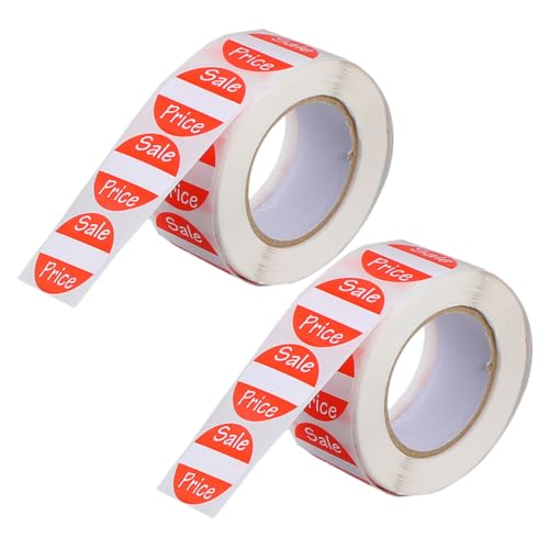 MAGICLULU 2 Rollen Flohmarkt Lieferungen aufkleber etiketten Etikettierung Preisschilder Warenanhänger Yard Sale Tags Flohmarkt-Set beschichtetes Papier rot von MAGICLULU