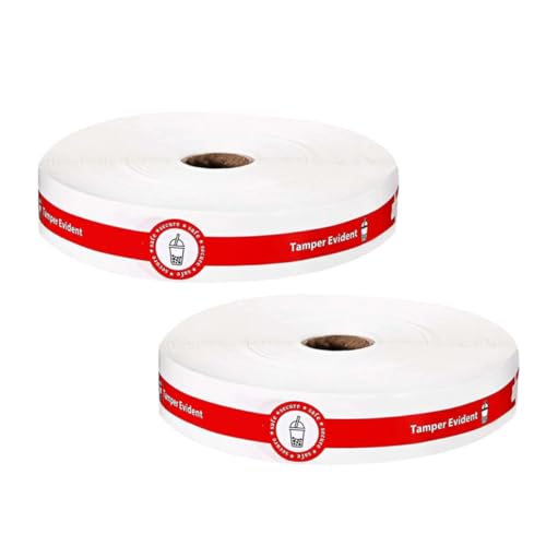 MAGICLULU 2 Rollen Getränkebdeckungsaufkleber Aufkleber Für Bäckereietiketten Manipulationssicheres Sicherheitsband Fast -foden -aufkleber Aufkleber Aus Beschichtetem Papier Rot von MAGICLULU