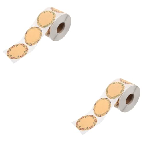 MAGICLULU 2 Rollen Selbstklebende Kraftpapier Etiketten im Wreath Rolle für Geschenktüten Karten und Umschläge Vielseitig Einsetzbar für Hochzeiten und von MAGICLULU