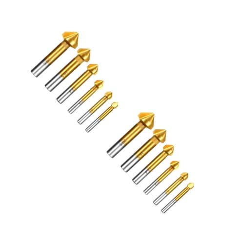 MAGICLULU 2 Sätze Teiliges Set Kegelbohrer Und Entgrater Werkzeug Langlebiges Und Präzises Werkzeug Für Goldfarbene Oberfläche Hochleistungsstahl Einfache Handhabung 6 Stücke * 2 von MAGICLULU