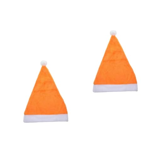MAGICLULU 2 Stck Orange Weihnachtsmütze aus Plüsch Santa Claus Hut Kostüm Requisit für Erwachsene Weihnachtliche Partydeko und Faschingshut Angenehm zu Tragen Einteilig von MAGICLULU