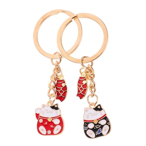 MAGICLULU Japanische Schlüsselanhänger – 2er-pack Katzengeschenke Für Katzen Beckonings-katzenanhänger Schlüsselring Mit Fisch Feng-shui- von MAGICLULU