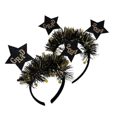 MAGICLULU 2 Stück Abschluss Haarreifen mit Schwarzen und Goldenen Akzenten Festliches Kopfschmuck Accessoire für Graduierungsfeier für Abschlussfeiern und Partys von MAGICLULU