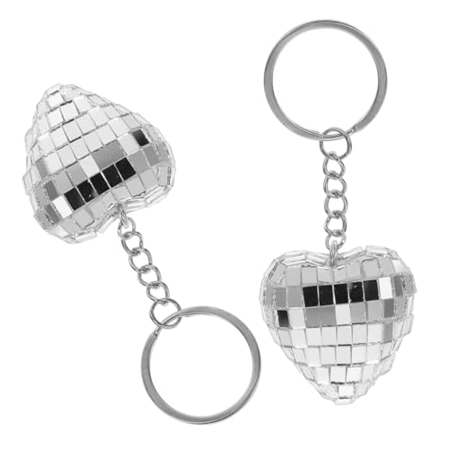 MAGICLULU 2 Stück Disco-schlüsselanhänger Disco-kugel-perlen Schlüsselanhänger Blingbling Ball Mini-disco-kugel Disco-kugel-kuchendekorationen Disco-partyzubehör Discokugeln Silver Schaum von MAGICLULU