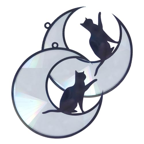 MAGICLULU 2 Stück Fensterhängendes Ornament Mond Katzen Dekoration für Lebendige Raumgestaltung Bunte Lichtfänger für Zuhause und Garten Installieren MAGICLULU 2 Stück Fensterhängendes Ornament Mond Katzen Dekoration für Lebendige Raumgestaltung Bunte Lichtfänger für Zuhause und Garten Installieren von MAGICLULU