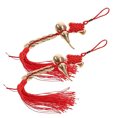 MAGICLULU 2 Stück Gourd Anhänger aus Messing mit Chinesischem Knoten Feng Shui Deko für Tür und Zuhause Glücksmünzen Ornament Vintage Geschenkidee MAGICLULU 2 Stück Gourd Anhänger aus Messing mit Chinesischem Knoten Feng Shui Deko für Tür und Zuhause Glücksmünzen Ornament Vintage Geschenkidee von MAGICLULU