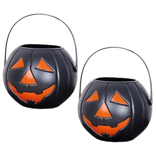 MAGICLULU 2 Stück Halloween Süßigkeiten Eimer Leichter Kürbisform Süßigkeitenbehälter Tragbarer Halloween Party Candy Bucket Kinderspielzeug Dekoration von MAGICLULU