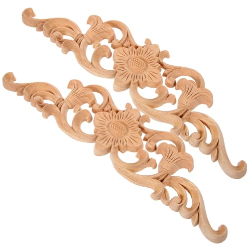 MAGICLULU 2 Stück Holz Applikationen Unlackierte Holzschnitzerei für Möbel Tür und Wanddekoration Vintage Design Holzornamente für Stilvolle Einrichtung MAGICLULU 2 Stück Holz Applikationen Unlackierte Holzschnitzerei für Möbel Tür und Wanddekoration Vintage Design Holzornamente für Stilvolle Einrichtung von MAGICLULU