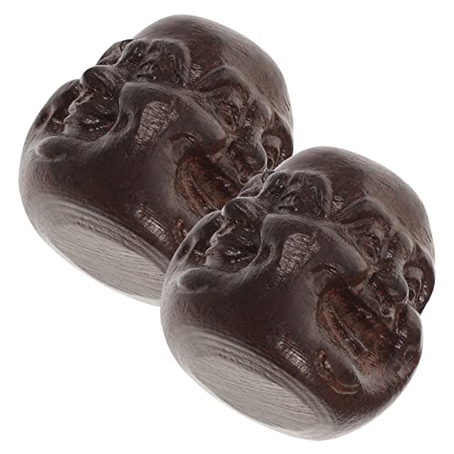MAGICLULU 2 Stück Holz Buddha Kopf Dekoration Handgefertigte Holzfigur für Schreibtisch und Auto Holzkunst für Meditation und Feng Shui Massagestab MAGICLULU 2 Stück Holz Buddha Kopf Dekoration Handgefertigte Holzfigur für Schreibtisch und Auto Holzkunst für Meditation und Feng Shui Massagestab von MAGICLULU