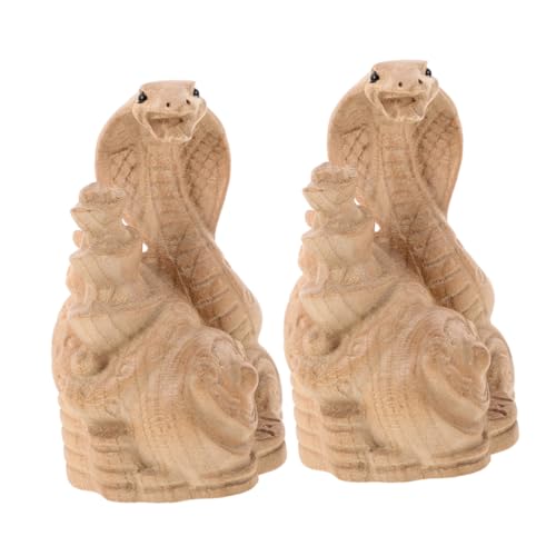 MAGICLULU 2 Stück Holzschnitzerei-Ornamente aus dem Jahr der Schlange zappeln Tiere Schlange neues Jahr einzigartige Schlangenjahr- Schlangenstatue aus Holz Mahagoni- Khaki von MAGICLULU