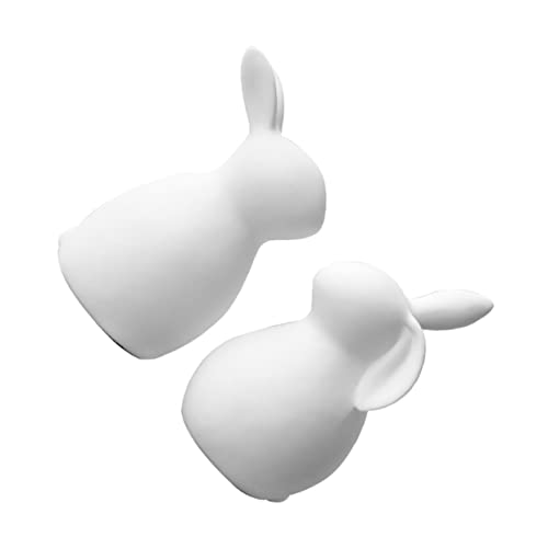 MAGICLULU 2 Stück Keramik Miniatur Kaninchen Deko Kreative Verzierung Schreibtisch Ornament Weiß Design für Wohnzimmer und Büro von MAGICLULU