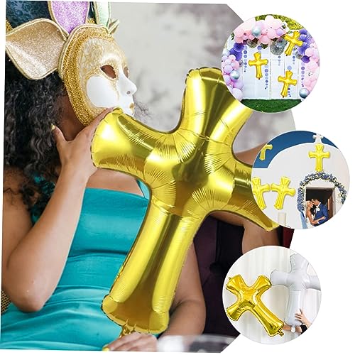 MAGICLULU 2 Stück Kreuz Folienballons Gold Silber Party Dekoration Taufe Erstkommunion Festliche Deko Luftballons für Tauffeier Foto Requisiten und Feierlichkeiten MAGICLULU 2 Stück Kreuz Folienballons Gold Silber Party Dekoration Taufe Erstkommunion Festliche Deko Luftballons für Tauffeier Foto Requisiten und Feierlichkeiten von MAGICLULU