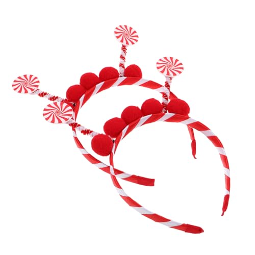 MAGICLULU 2 Stück Lollipop Haarreif Halloween Party Haarband Candy Cane Pompom Kostüm Haarbänder für Festliche Anlässe und Weihnachtsfeiern von MAGICLULU